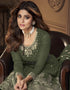 Olive Sharara style Suit Faux Georgette Salwar Kameez in Heavy Sequins Embroidery & Lace Work Closure View