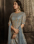 Carbon Grey Net Pant Anarkali Closure View
