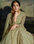 Army Green Net Lehenga Suit Closure View