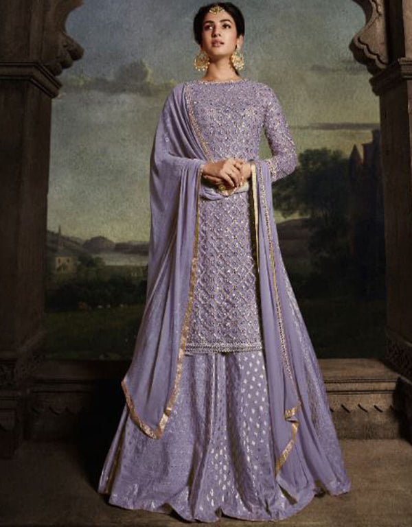 Lavender Net Lehenga Suit