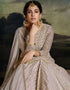Warm Grey Net Lehenga Suit Closure View