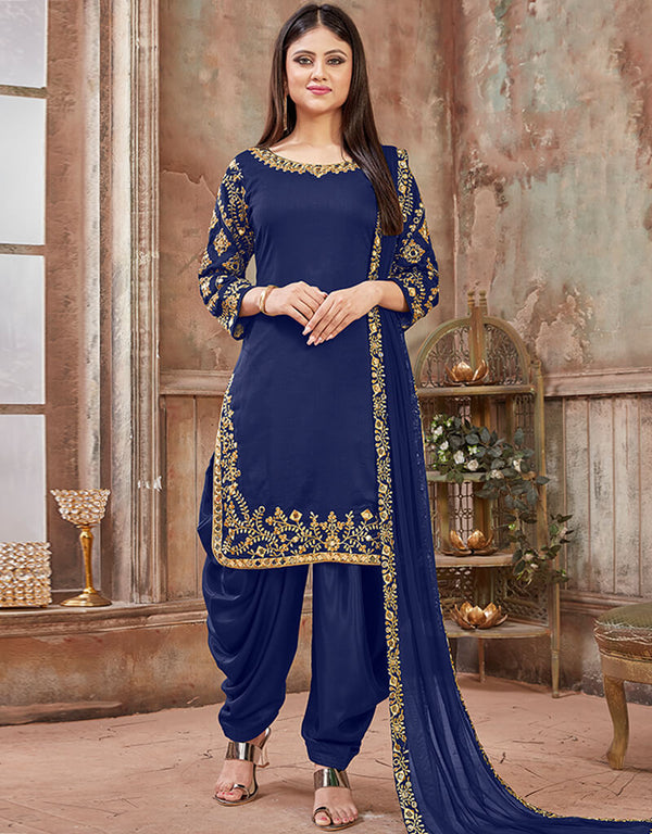 Blue Art Silk Patiyala Suit