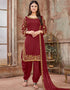 Maroon Art Silk Patiyala Suit
