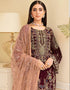 Purple Pant style Suit Georgette Salwar Kameez in Sequins Embroidery & Lace Work Closure View