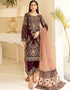 Purple Pant style Suit Georgette Salwar Kameez in Sequins Embroidery & Lace Work