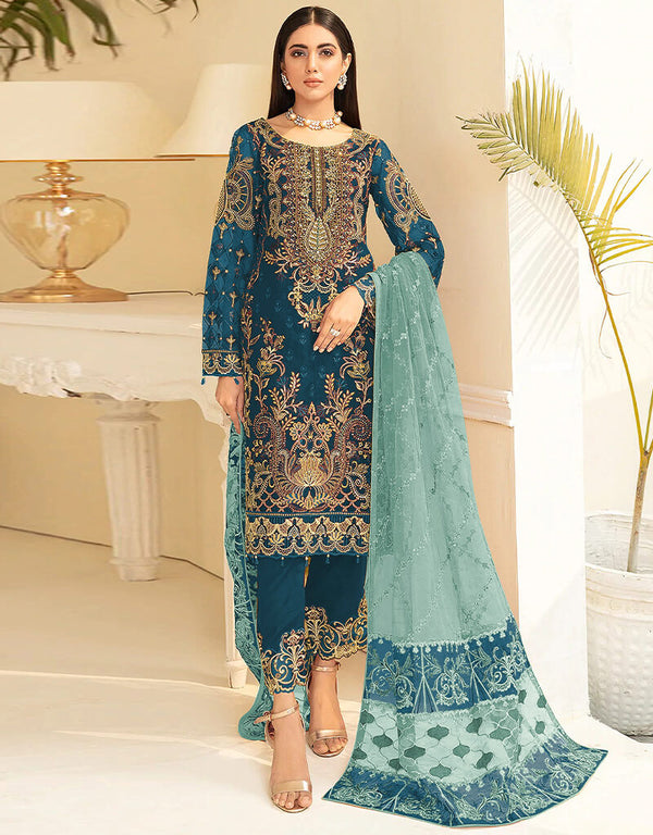 Rama Pant style Suit Georgette Salwar Kameez in Sequins Embroidery & Lace Work