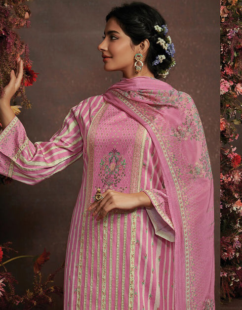 Muted Pink Pure Cotton Satin Pant Suit Closure View