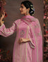 Muted Pink Pure Cotton Satin Pant Suit Closure View