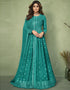 Light Green Anarkali style Anarkali Faux Georgette Salwar Kameez in Heavy Sequins Embroidery & Lace Work