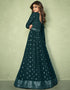 Dark Green Anarkali style Anarkali Faux Georgette Salwar Kameez in Heavy Sequins Embroidery & Lace Work Closure View