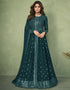 Dark Green Anarkali style Anarkali Faux Georgette Salwar Kameez in Heavy Sequins Embroidery & Lace Work
