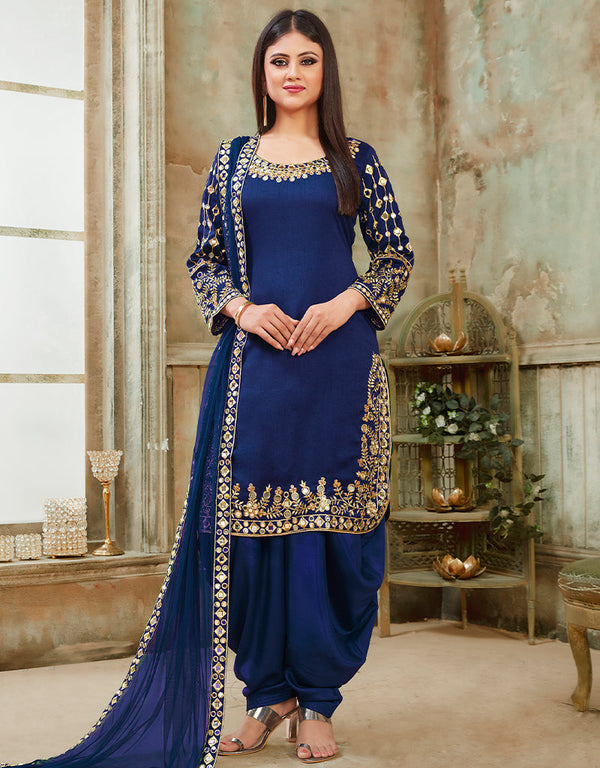 Blue Art Silk Patiyala Suit
