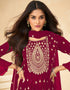Red Palazzo style Suit Faux Georgette Salwar Kameez in Heavy Sequins Embroidery & Lace Work Closure View