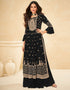 Black Palazzo style Suit Faux Georgette Salwar Kameez in Heavy Sequins Embroidery & Lace Work