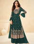 Green Palazzo style Suit Faux Georgette Salwar Kameez in Heavy Sequins Embroidery & Lace Work