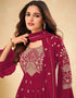 Red Palazzo style Suit Faux Georgette Salwar Kameez in Heavy Sequins Embroidery & Lace Work Closure View