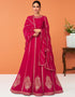 Rani Pink Anarkali style Anarkali Semi-Stitched Suits Salwar Kameez in Embroidery, Sequins & Lace Work