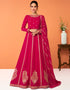 Rani Pink Anarkali style Anarkali Semi-Stitched Suits Salwar Kameez in Embroidery, Sequins & Lace Work Closure View