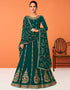Dark Green Anarkali style Anarkali Semi-Stitched Suits Salwar Kameez in Embroidery, Sequins & Lace Work