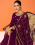 Dark Purple Anarkali style Anarkali Semi-Stitched Suits Salwar Kameez in Embroidery, Sequins & Lace Work Closure View