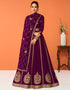 Dark Purple Anarkali style Anarkali Semi-Stitched Suits Salwar Kameez in Embroidery, Sequins & Lace Work