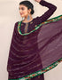 Purple Pant style Suit Pure Silk Jacquard Salwar Kameez in Khatli Work, Embroidery, Digital Print & Lace Work Closure View