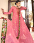 Dusty Pink Pant style Suit Pure Silk Jacquard Salwar Kameez in Khatli Work, Embroidery, Digital Print & Lace Work Closure View