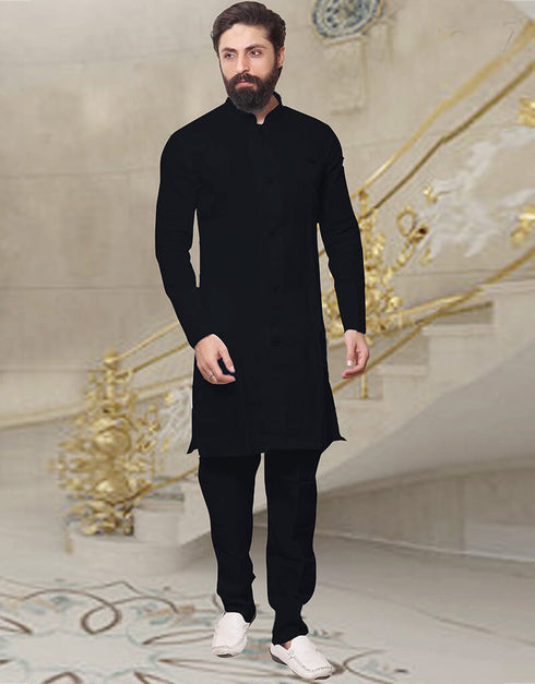 Black Kurta Banarasi Dhupion Silk Pant