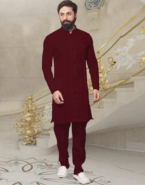 Maroon Kurta Banarasi Dhupion Silk Pant