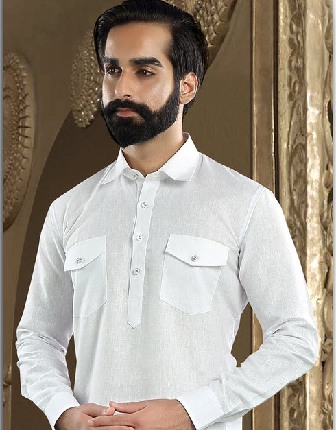 White Kurta Banarasi Dhupion Silk Chudidaar Closure View