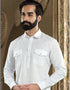 White Kurta Banarasi Dhupion Silk Chudidaar Closure View