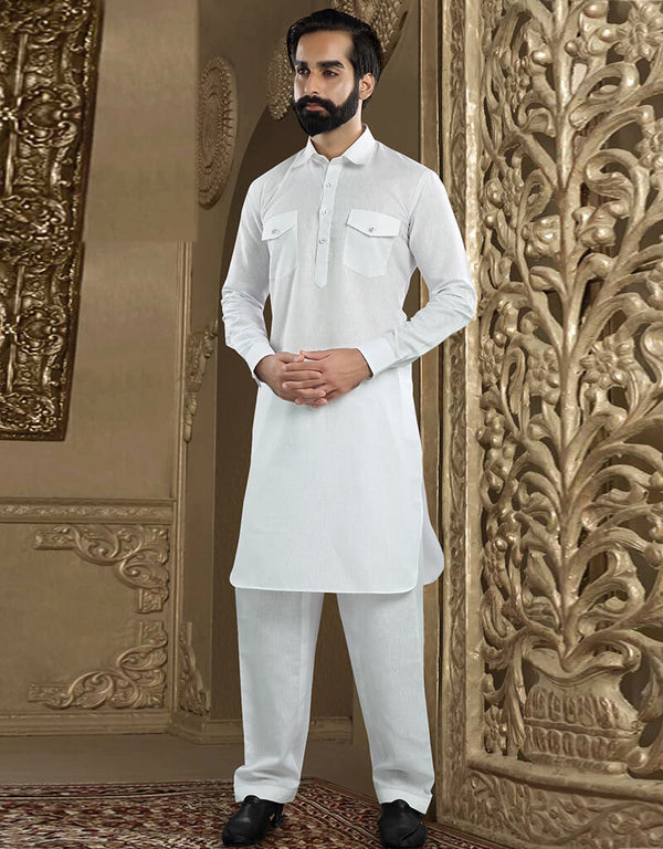 White Kurta Banarasi Dhupion Silk Chudidaar