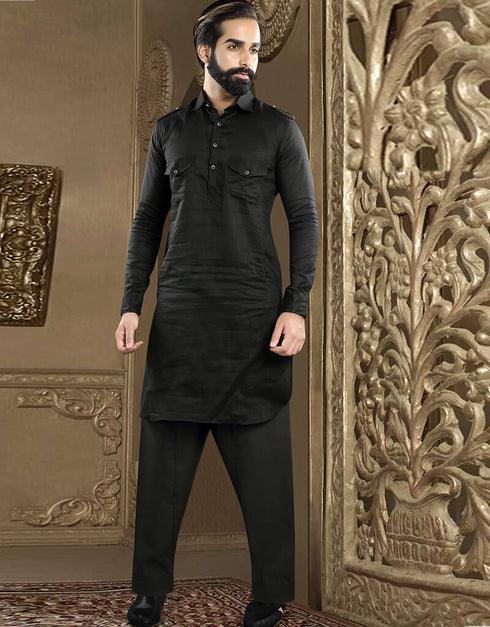 Black Kurta Banarasi Dhupion Silk Chudidaar