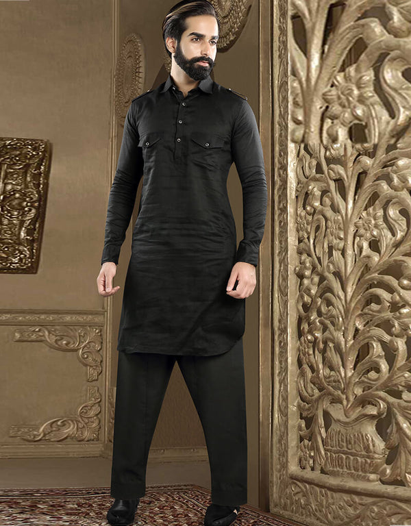 Black Kurta Banarasi Dhupion Silk Chudidaar
