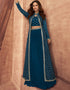 Teal Lehenga style Suit Readymade Lehenga Choli With Jacket Salwar Kameez in Heavy Embroidery, Sequins & Lace Work