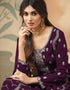 Dark Purple Pant style Straight Faux Georgette Salwar Kameez in Embroidery, Stone & Lace Work Closure View