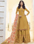 Muslin Satin Georgette Mustard Straight Suit Palazzo Bottom