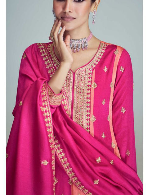 Exquisite Classic Premium Salwar Suit Pink Lemonade Premium Silk Pant Suit Side View