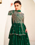 Designer Party Wear Readymade Salwar Suit Green Premium Silk Lehenga Suit Back View