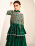 Designer Party Wear Readymade Salwar Suit Green Premium Silk Lehenga Suit Side View