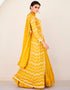 Designer Party Wear Readymade Salwar Suit Yellow Premium Silk Lehenga Suit Close-up View