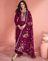 stylish wine berry premium silk heavy designer wedding wear salwar suit with wine berry premium silk ie-9815 Front View
