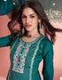 trendy deep teal premium silk heavy designer wedding wear salwar suit with deep teal premium silk ie-9817 Back View