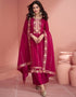 fashionable purple red premium silk heavy designer wedding wear salwar suit with purple red premium silk ie-9819 Front View