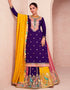 chic royal purple premium silk heavy designer traditional wear salwar suit with multi premium silk ie-9833 Close-up View