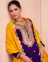 chic royal purple premium silk heavy designer traditional wear salwar suit with multi premium silk ie-9833 Back View