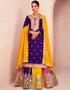chic royal purple premium silk heavy designer traditional wear salwar suit with multi premium silk ie-9833 Front View