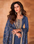 chic pickled bluewood premium silk heavy designer wedding wear georgette salwar suit with pickled bluewood premium silk ie-9867 Close-up View