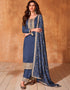 chic pickled bluewood premium silk heavy designer wedding wear georgette salwar suit with pickled bluewood premium silk ie-9867 Front View
