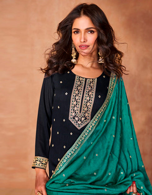 trendy mirage premium silk heavy designer wedding wear georgette salwar suit with mirage premium silk ie-9868 Close-up View